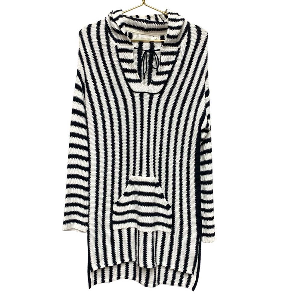 Mersea Striped‎ Baja Knit Hoodie Tunic Sweater Small Coverup Beachy Lounge Cozy